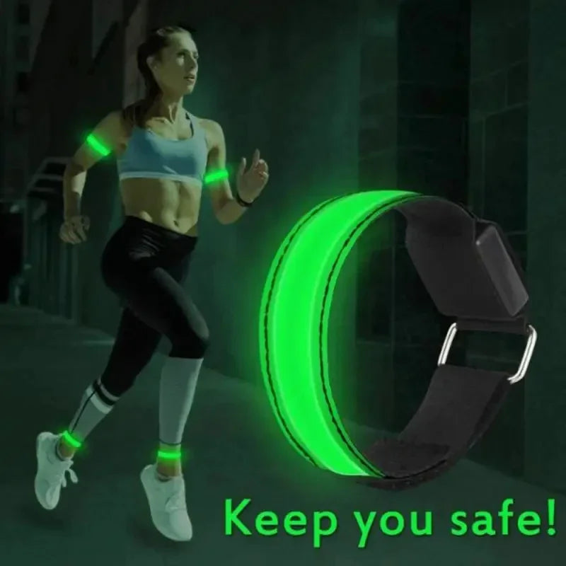 USB Rechargeable LED Night Running Armband Safety Light Belt for Outdoor Sports Cycling Bike Warning Wristband Arm Leg Light