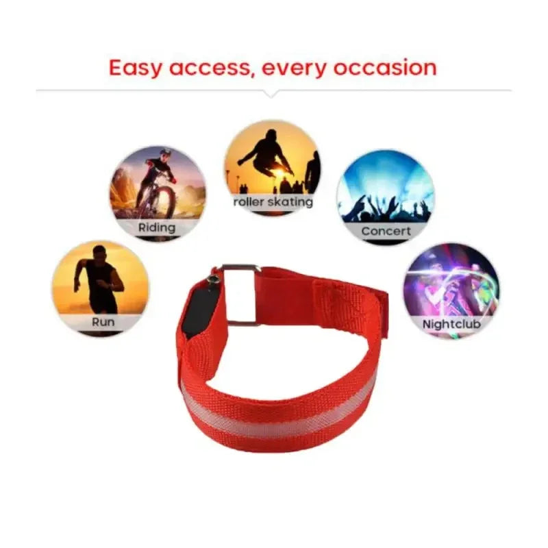 USB Rechargeable LED Night Running Armband Safety Light Belt for Outdoor Sports Cycling Bike Warning Wristband Arm Leg Light