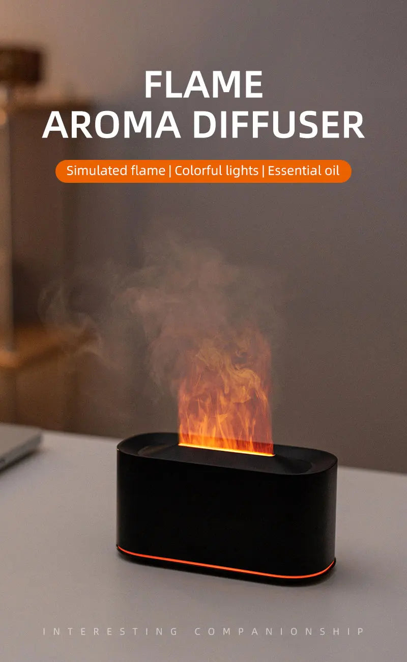 Gadgit Co Flame Effect Essential Oil Diffuser & Humidifier | 7-Colour Flame Light, Auto Off
