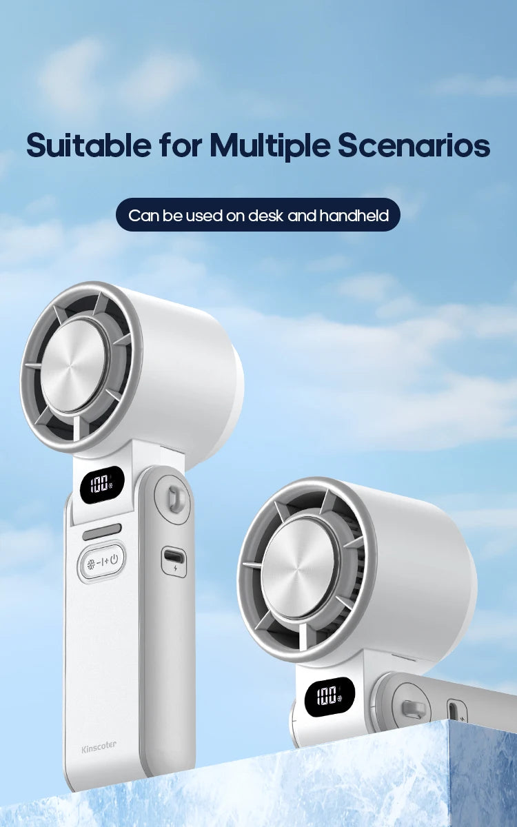 Gadgit Co™ Handheld Fan | Ice-Cool Technology, 100-Speed, 3600mAh, USB Rechargeable