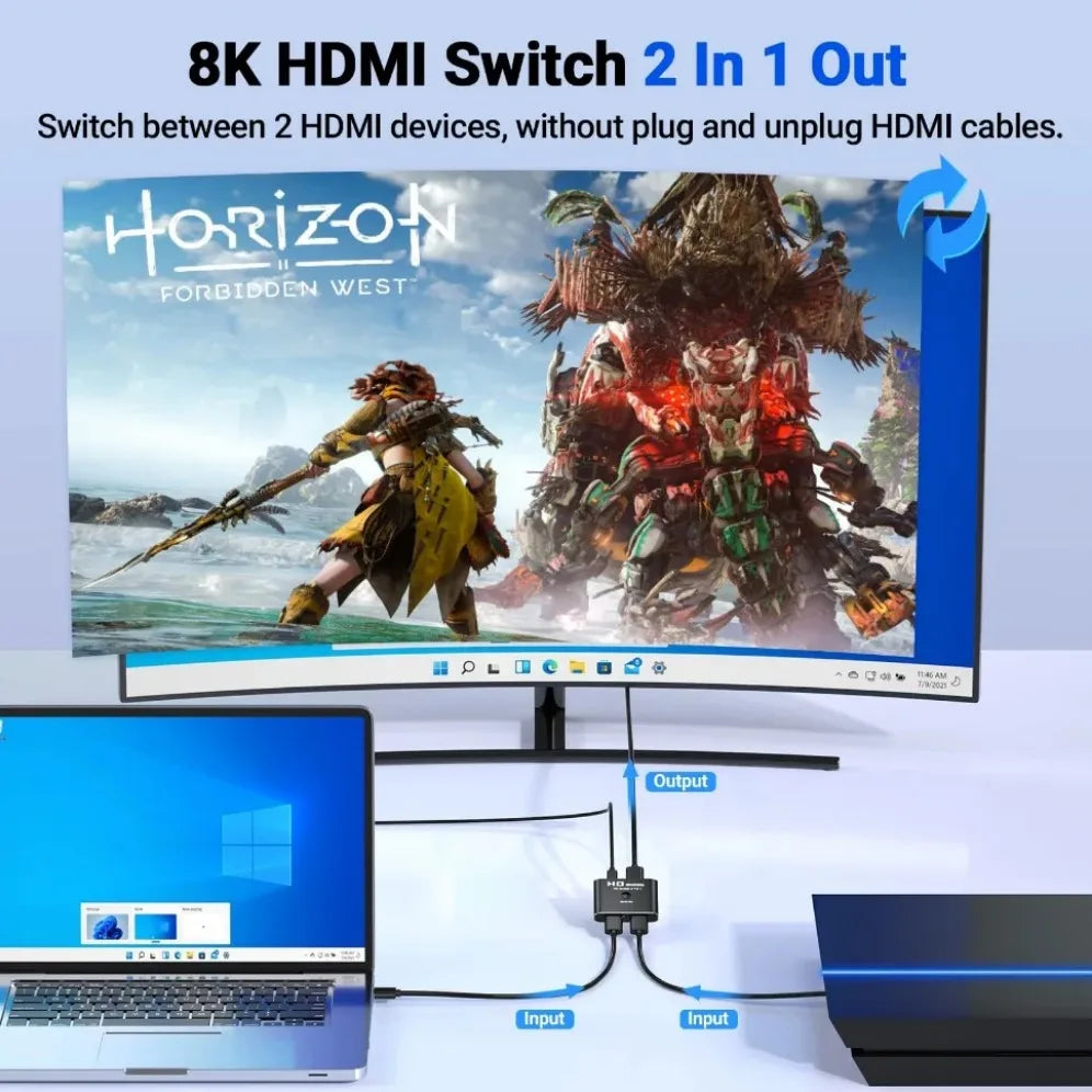 SwitchHub 8K™ – Bi-Directional HDMI 2-in-1 Splitter