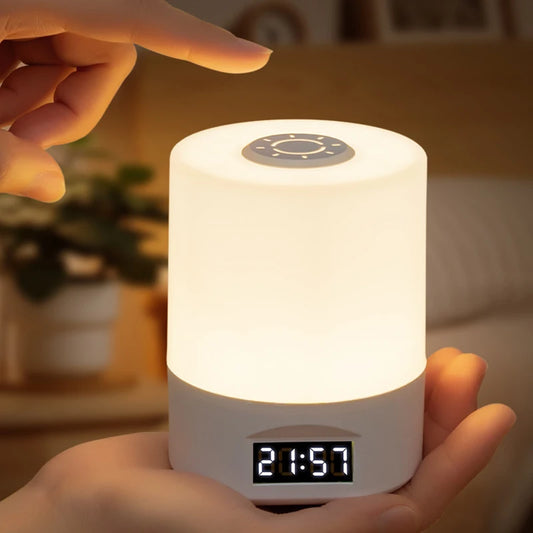 Gadgit Co™ LED Touch Desk Lamp | Clock, 3 Colour Temps, USB Rechargeable