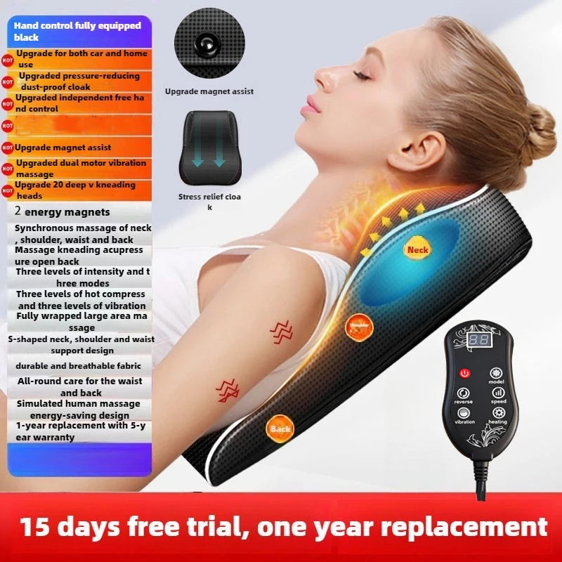 ReliefPro Elite™ – Heated Shiatsu Neck & Back Massager Pillow