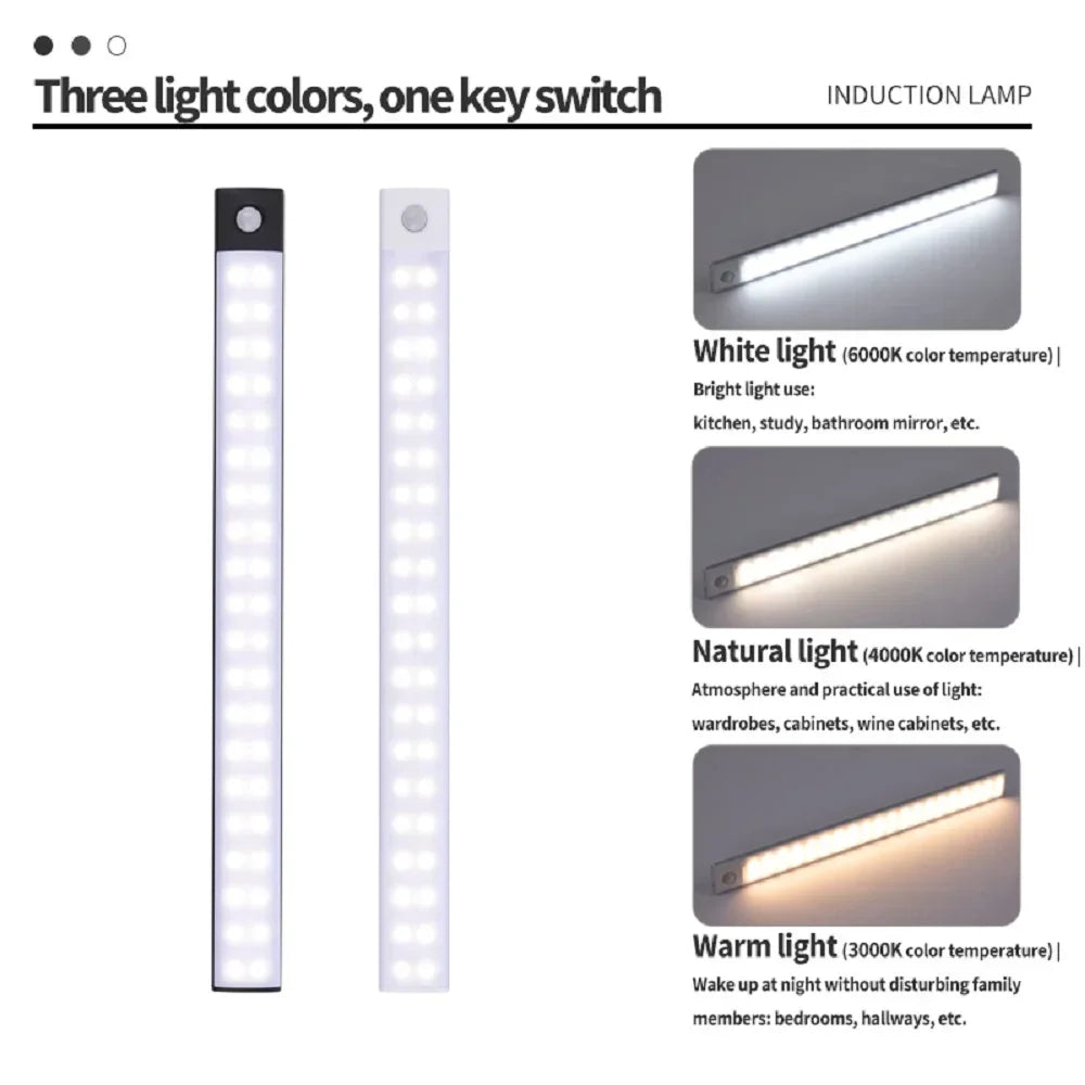 Gadgit Co Aluminum Motion Sensor LED Bar Light | 3 Colour Temps, Dimmable, 5 Sizes