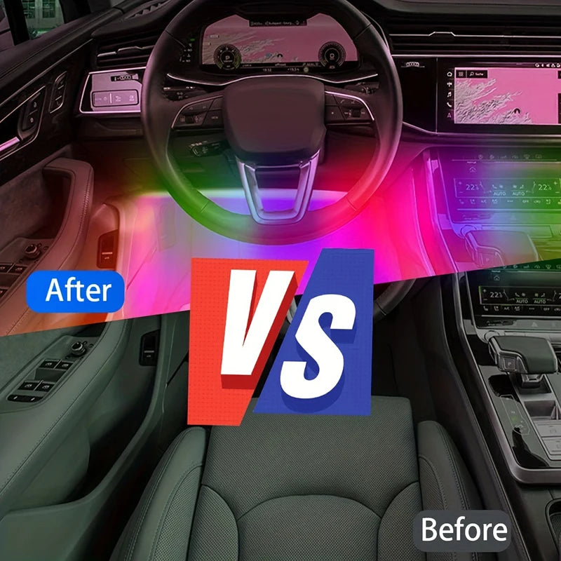 Gadgit Co RGB Car Interior LED Light Strip | Bluetooth APP, Music Sync, IP65, 48 LEDs