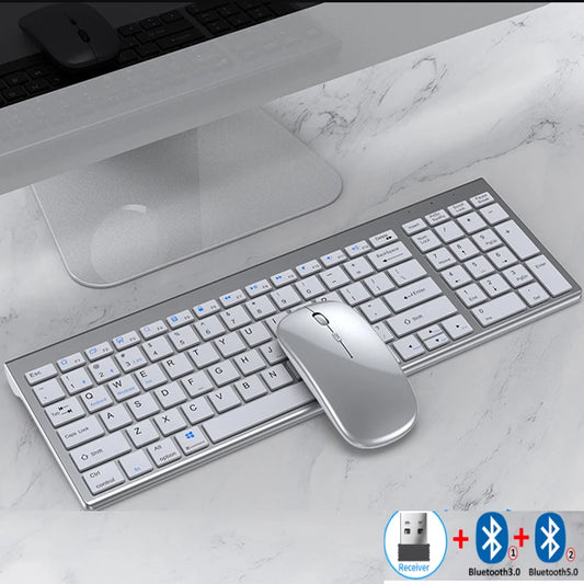 Gadgit Co™ – Slim Rechargeable Wireless Keyboard & Mouse Combo | 4-Device | Multi-Language