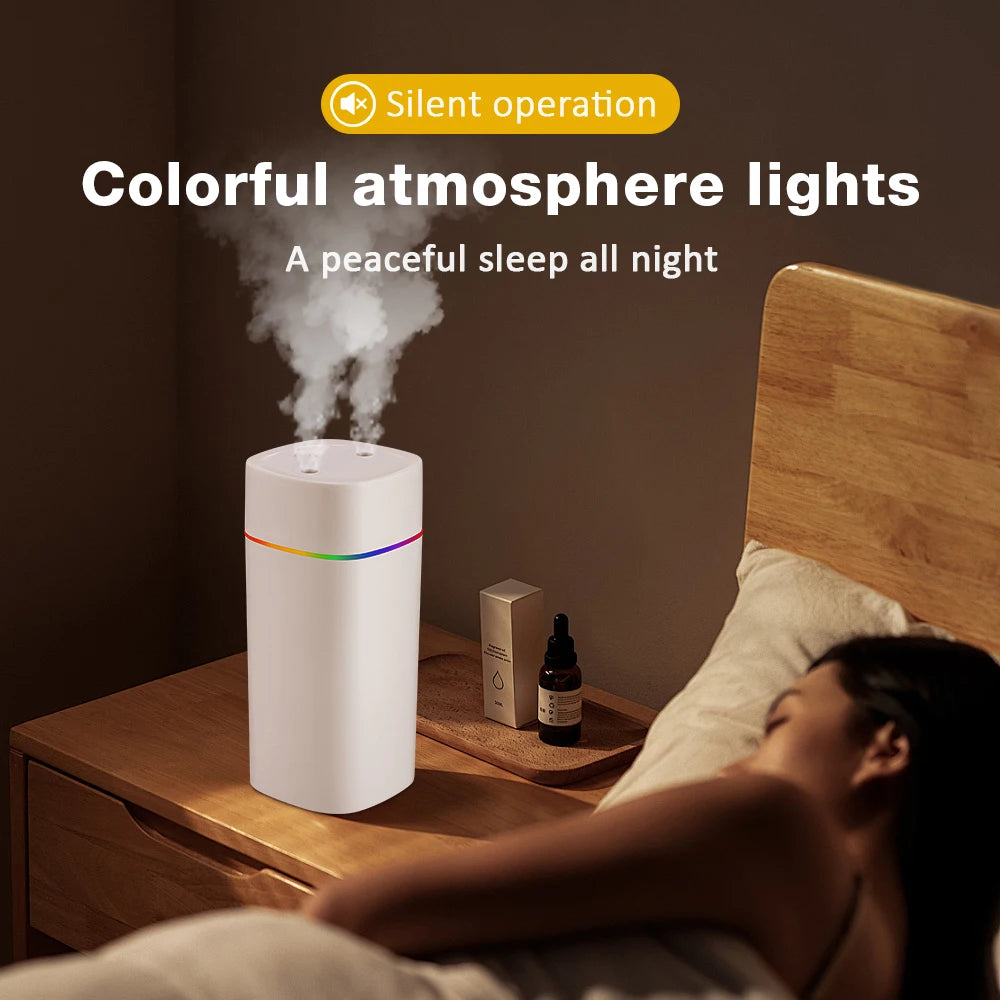 Gadgit Co 600ml Portable USB Cool Mist Humidifier & Aroma Diffuser | Dual Spray, Mood Light
