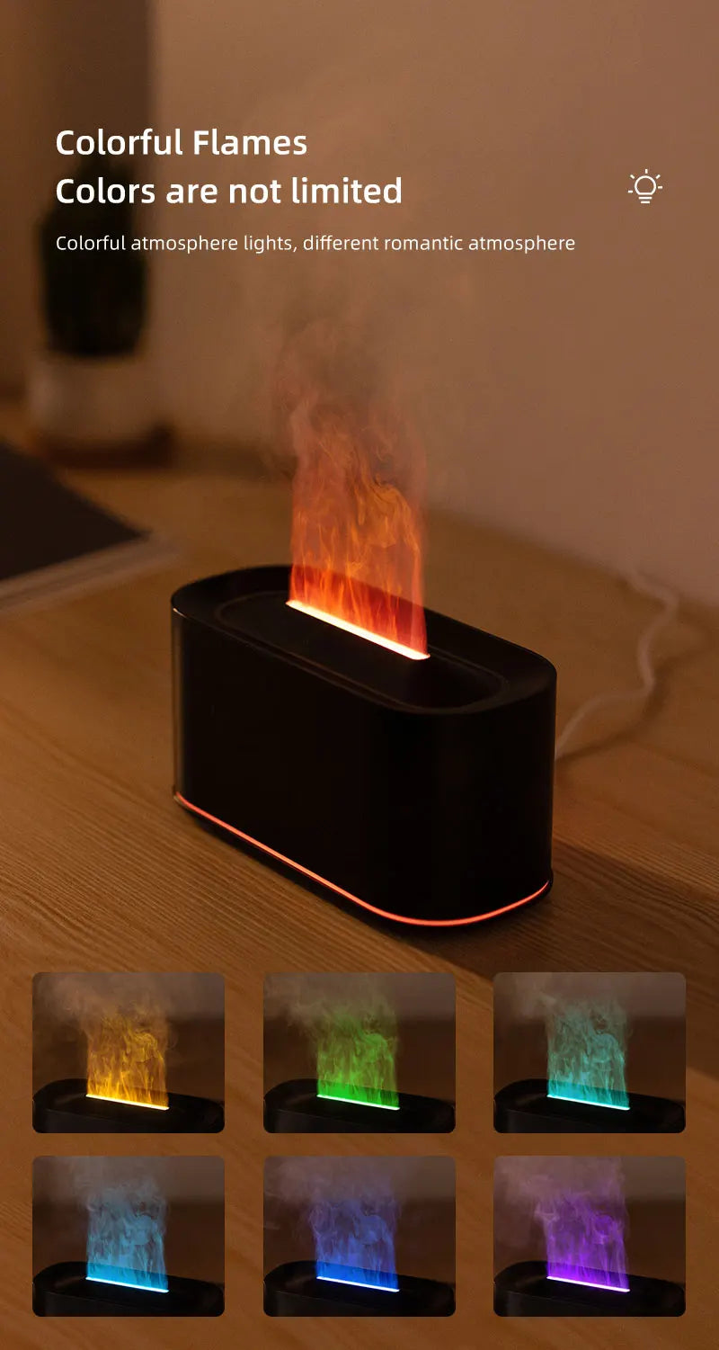 Gadgit Co Flame Effect Essential Oil Diffuser & Humidifier | 7-Colour Flame Light, Auto Off