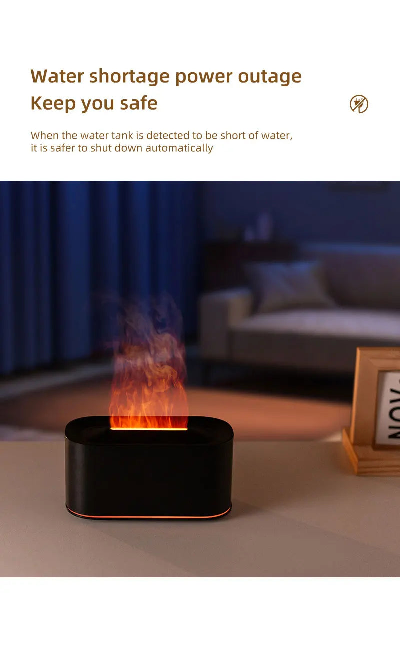 Gadgit Co Flame Effect Essential Oil Diffuser & Humidifier | 7-Colour Flame Light, Auto Off