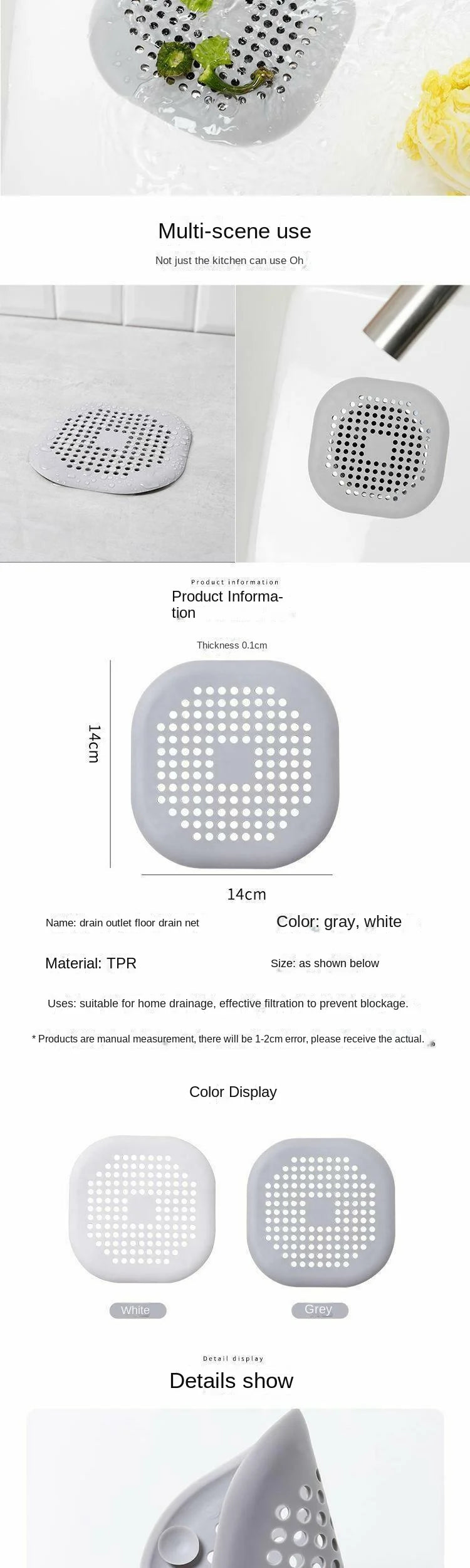 Gadgit Co™ – Silicone Drain Hair Catcher Mat (Shower, Bath & Kitchen)