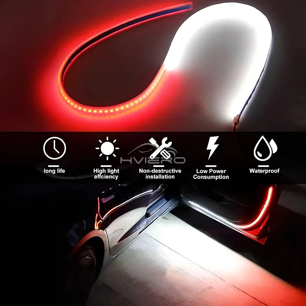 Gadgit Co Car Door LED Warning Strip | 120cm, White + Red Flash, 12V, Waterproof