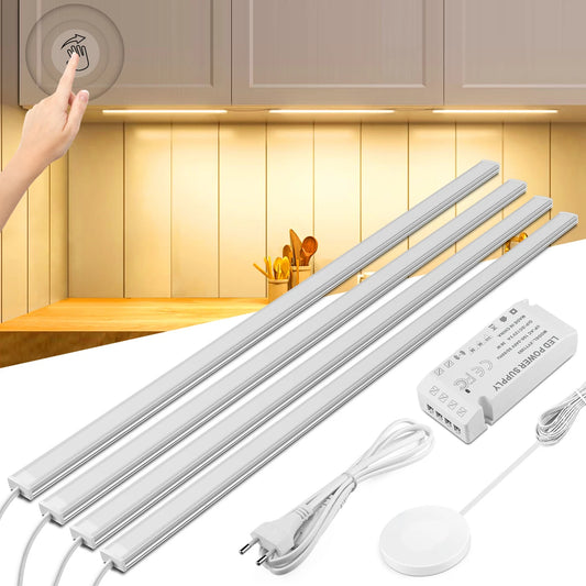 Gadgit Co Touch Sensor Dimmable LED Cabinet Bar Light | Aluminum, No-Hole, 50,000hr