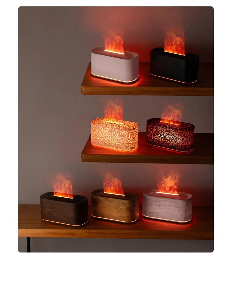 Gadgit Co Flame Effect Essential Oil Diffuser & Humidifier | 7-Colour Flame Light, Auto Off