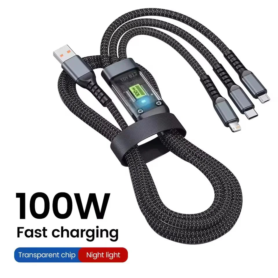 Gadgit Co™ – 3-in-1 Fast Charging Cable (Lightning + Type-C + Micro USB)
