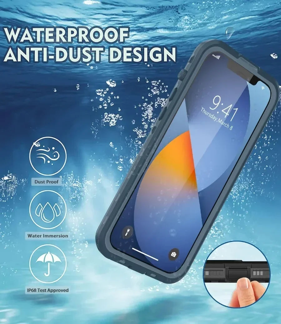 AquaShield Pro™ – IP68 Fully Sealed Waterproof iPhone Case