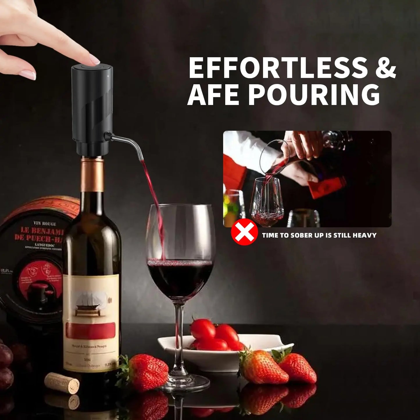 Gadgit Co Rechargeable Electric Wine Aerator & Decanter | Type-C, Auto Pour, Gift