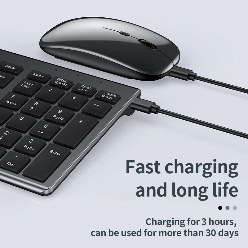 Gadgit Co™ – Slim Rechargeable Wireless Keyboard & Mouse Combo | 4-Device | Multi-Language