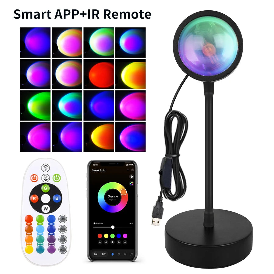 Gadgit Co ™ Smart RGB Sunset Projection Lamp | App, Remote & Music Sync