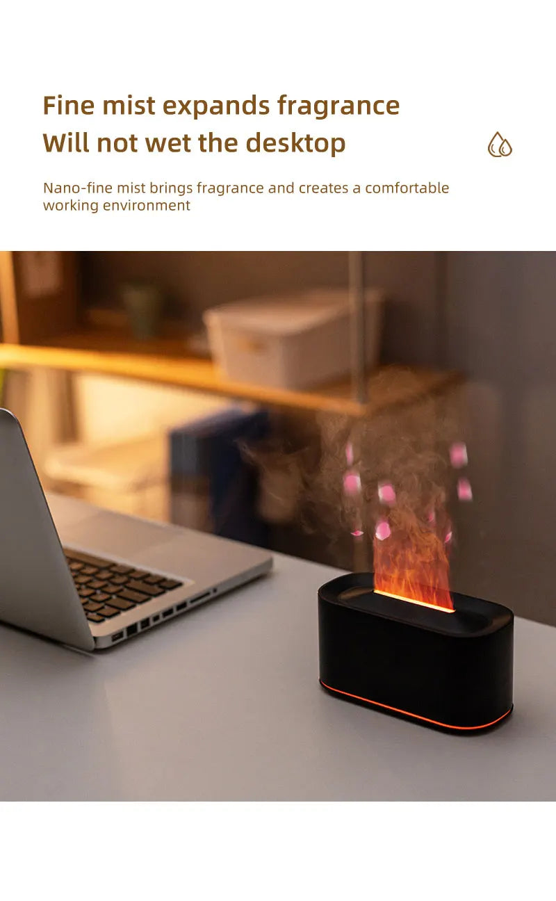 Gadgit Co Flame Effect Essential Oil Diffuser & Humidifier | 7-Colour Flame Light, Auto Off
