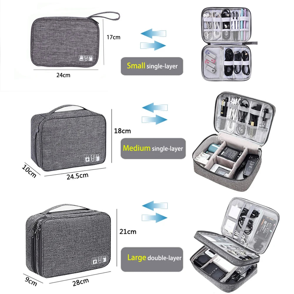 Waterproof Digital Electronic Accessories Organizer Travel  Case for cable Chargers