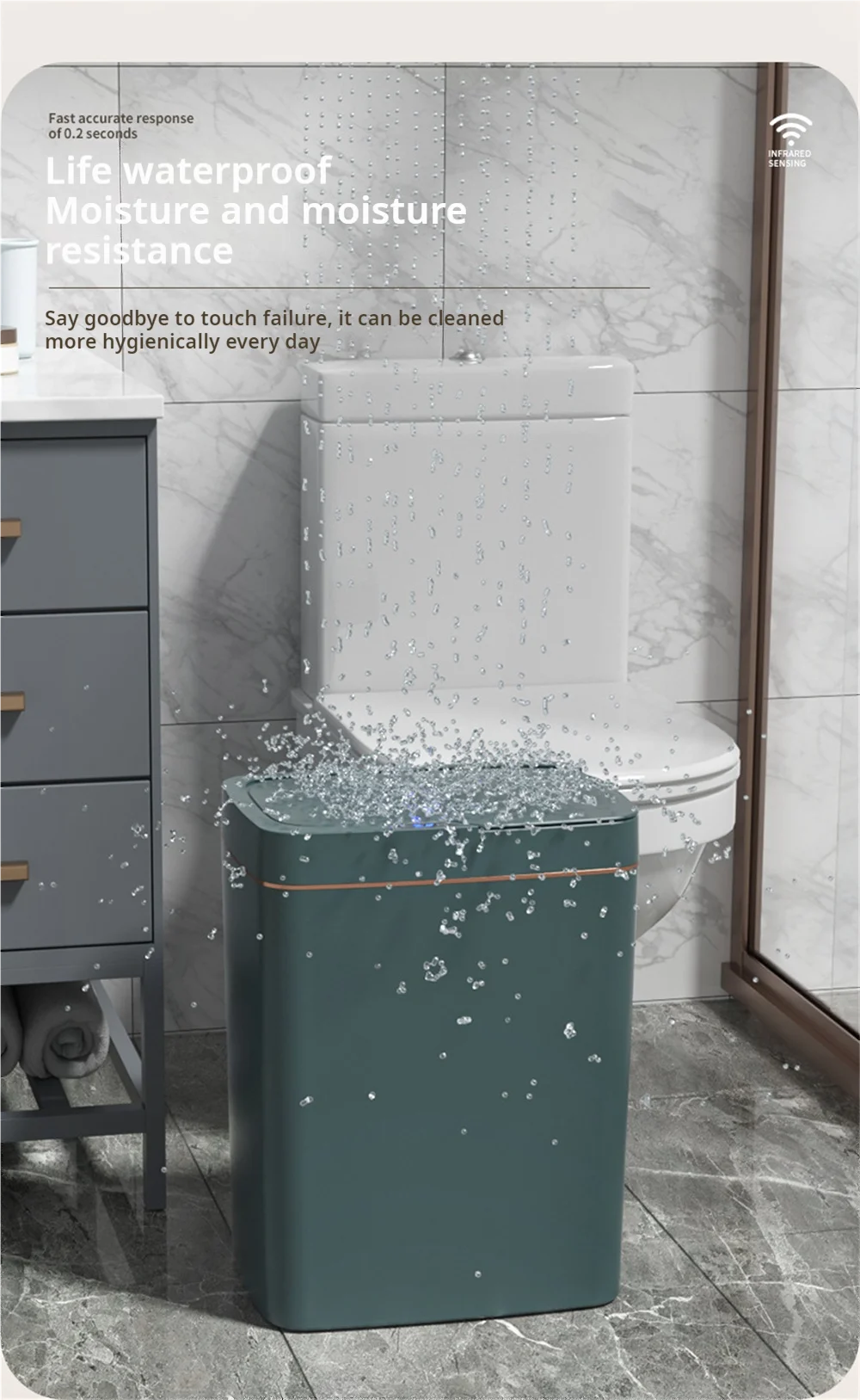 Gadgit Co Smart Sensor Trash Can | 15L, Touchless, Auto-Bag, IPX5, Bathroom & Kitchen