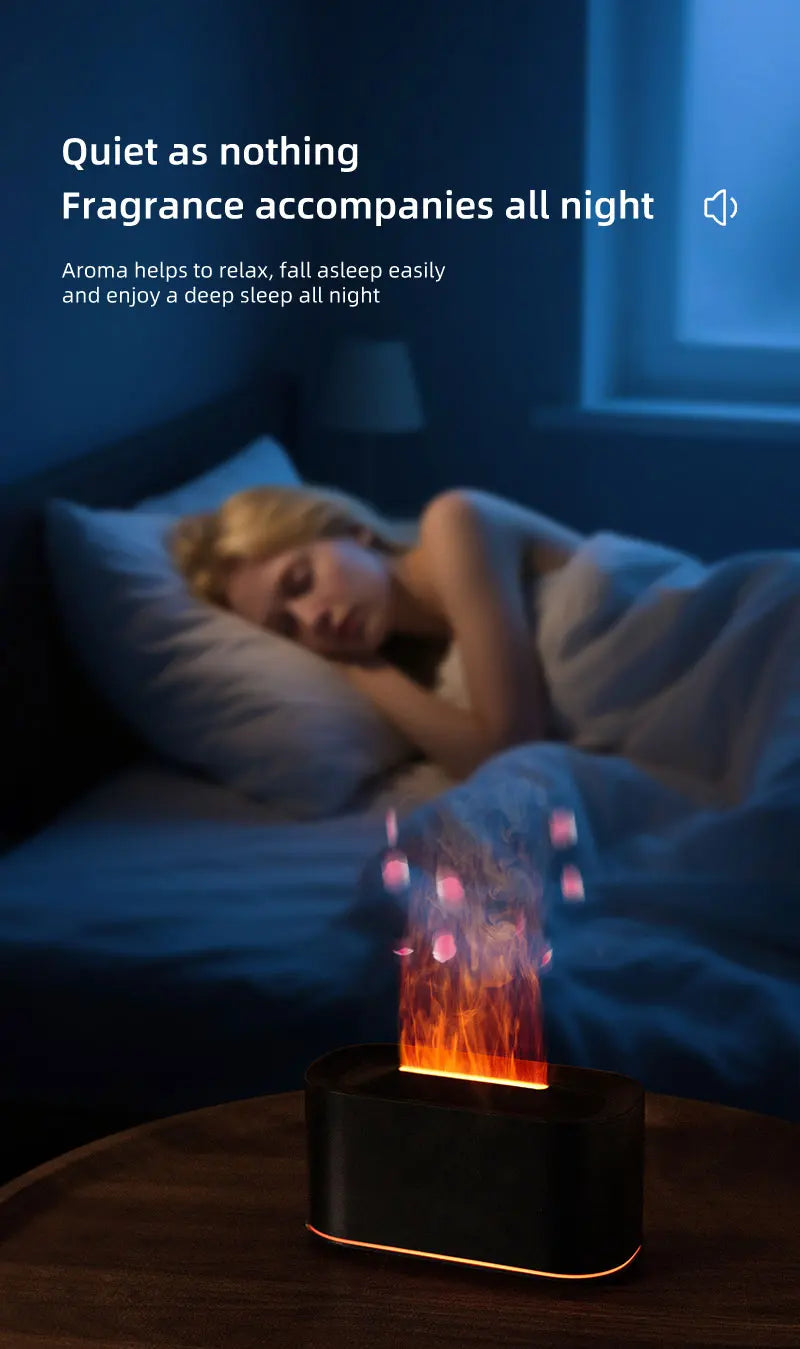 Gadgit Co Flame Effect Essential Oil Diffuser & Humidifier | 7-Colour Flame Light, Auto Off