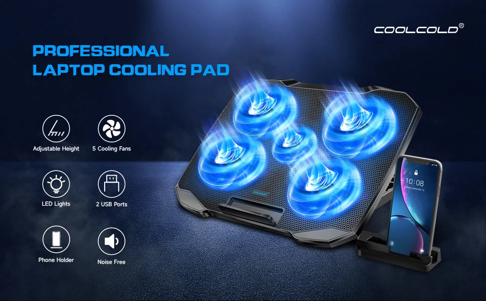 COOLCOOLD Laptop Cooling pad for 12-17 Inch Laptop