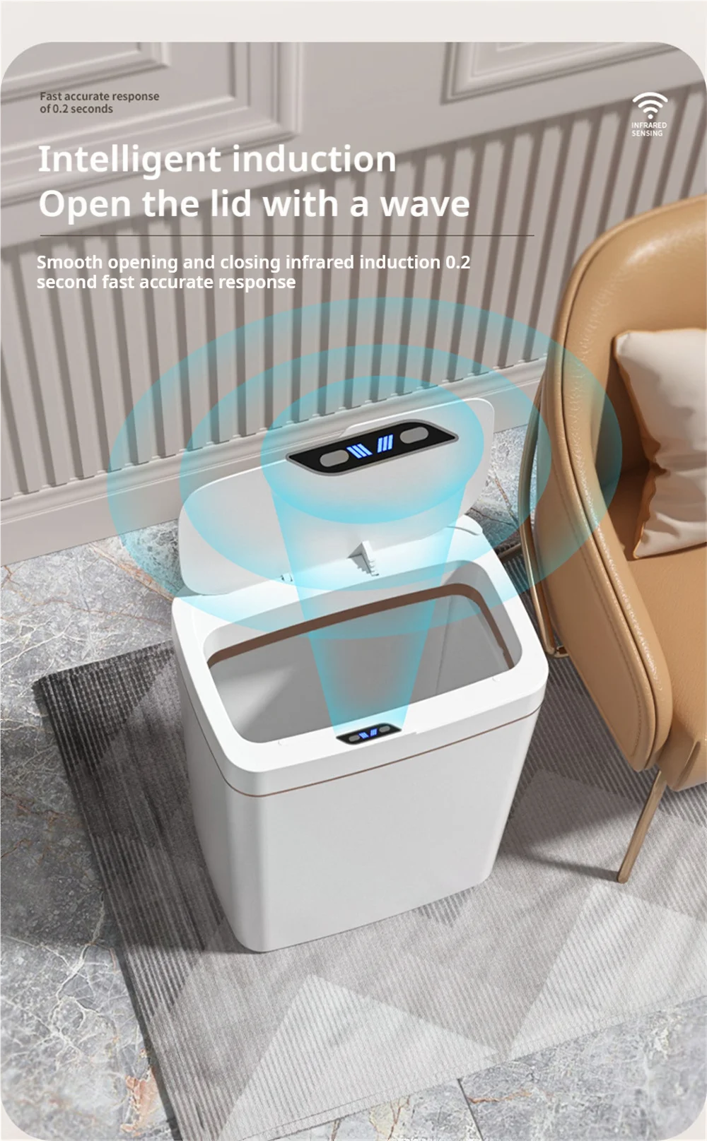 Gadgit Co Smart Sensor Trash Can | 15L, Touchless, Auto-Bag, IPX5, Bathroom & Kitchen