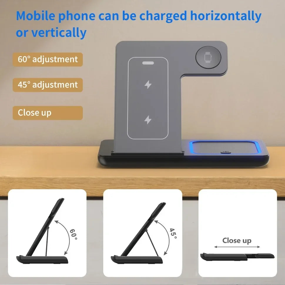 Gadgit Co™ 3-in-1 Wireless Charging Station | 15W Fast Charge, Qi Certified
