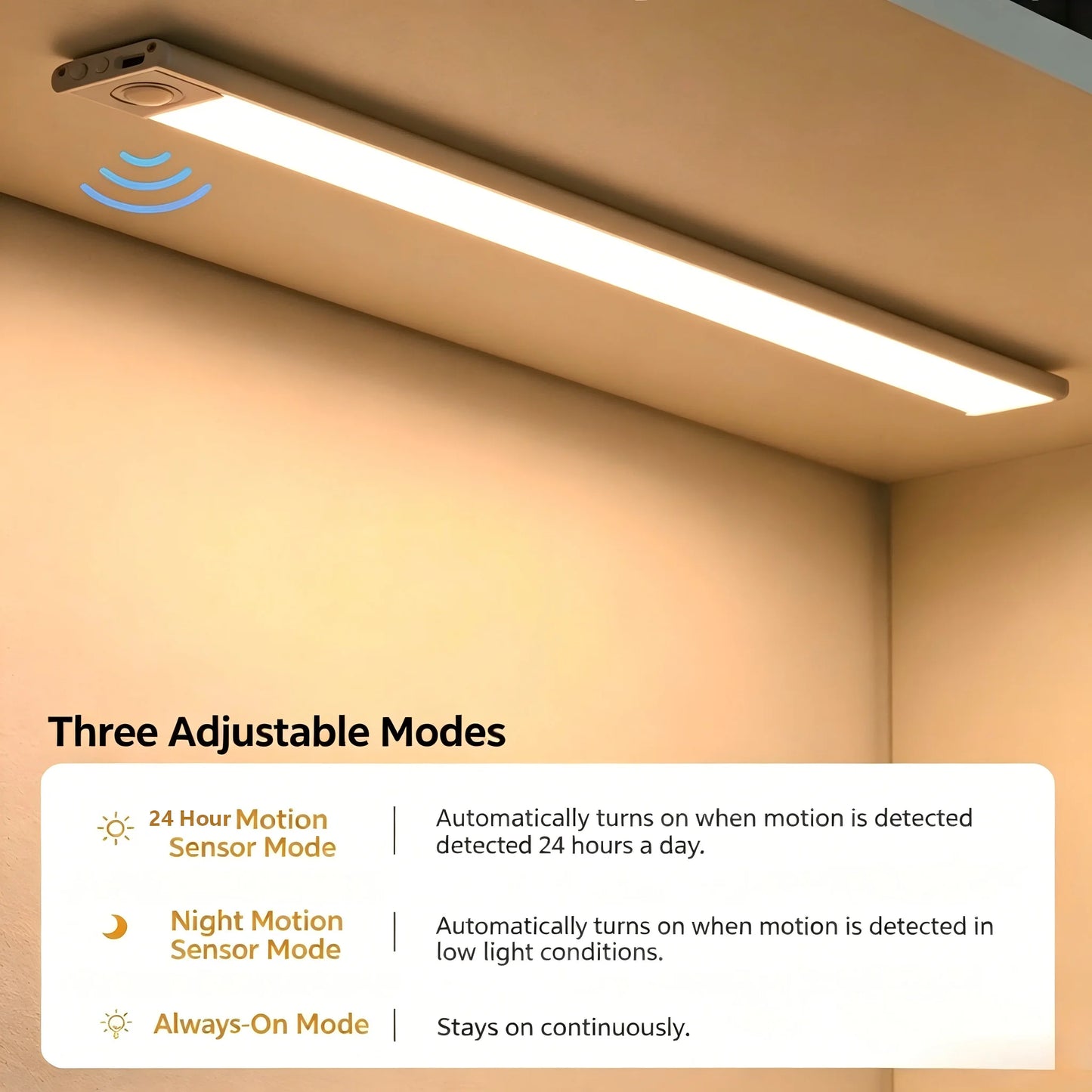 Gadgit Co 40cm Rechargeable LED Bar Light | Motion Sensor, Magnetic, USB, 3 or 4 Pack