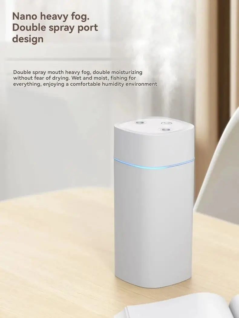 Gadgit Co Dual-Nozzle USB Humidifier | 600ml/h Super Mist, Ultra Quiet, Home & Car