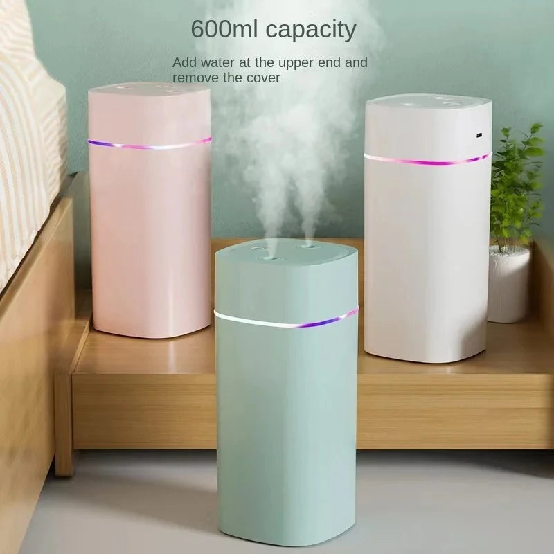Gadgit Co Dual-Nozzle USB Humidifier | 600ml/h Super Mist, Ultra Quiet, Home & Car