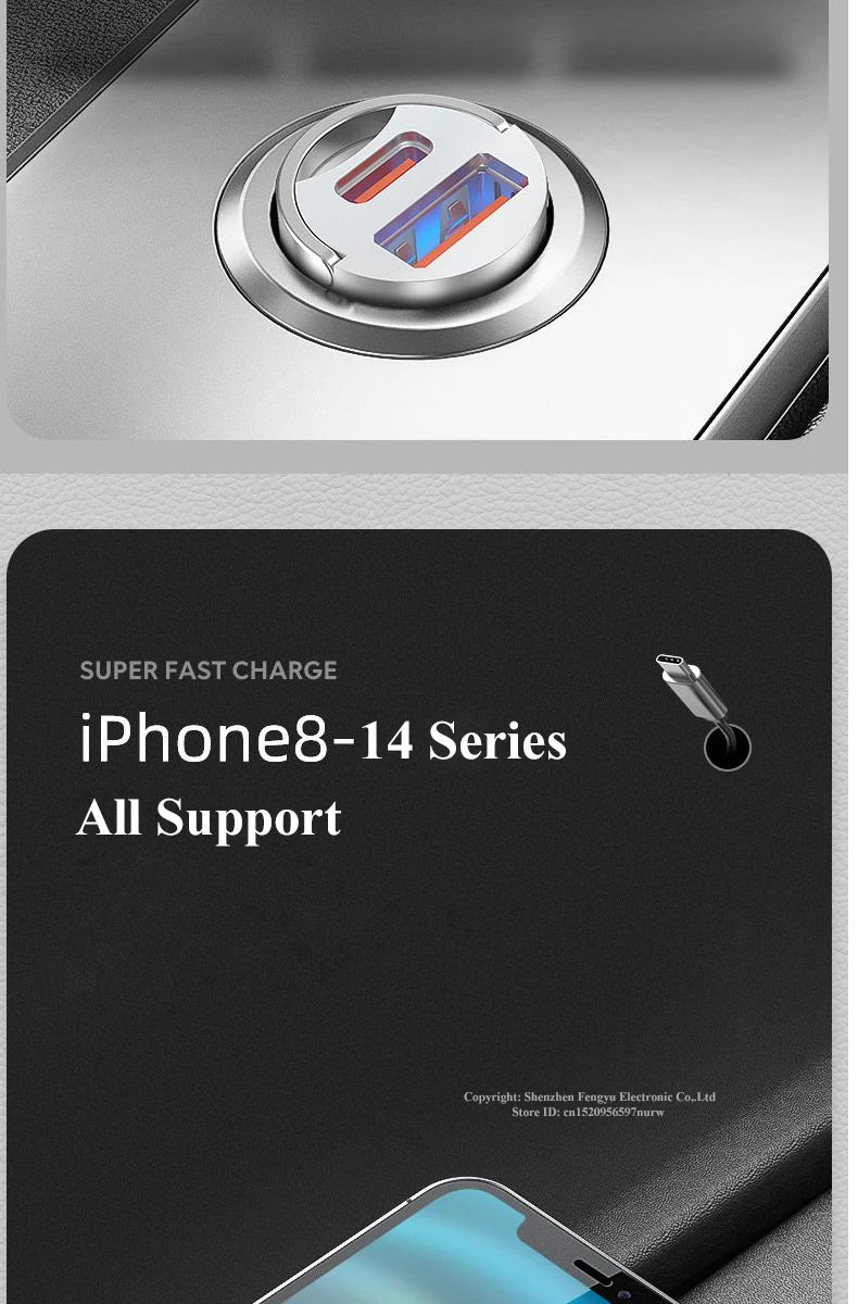 DriveCharge Pro™ – Dual Port USB-C Fast Car Charger