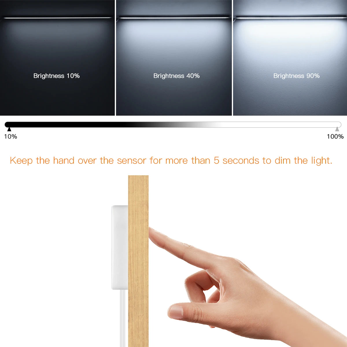 Gadgit Co Touch Sensor Dimmable LED Cabinet Bar Light | Aluminum, No-Hole, 50,000hr