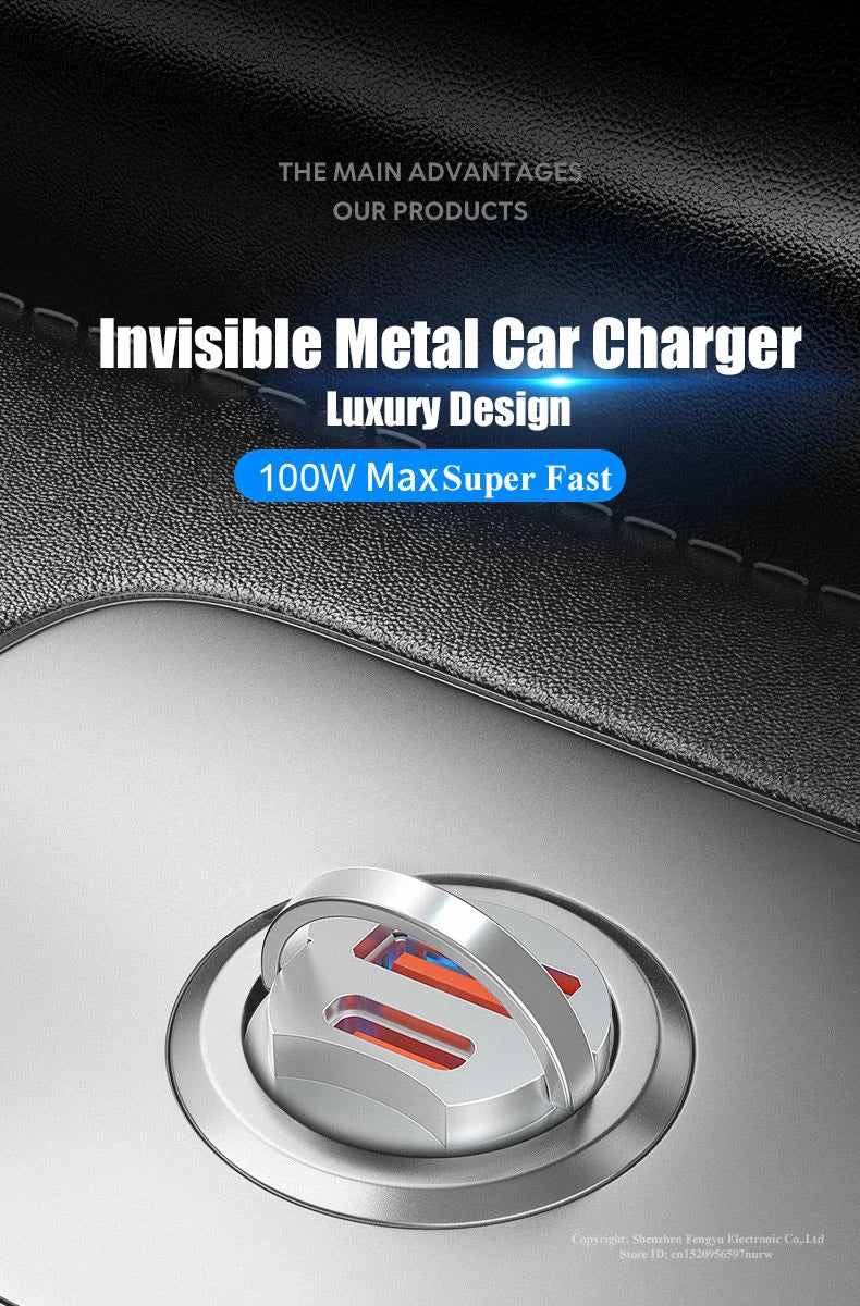 Dual Port USB-C Fast Car Charger | 100W GaN