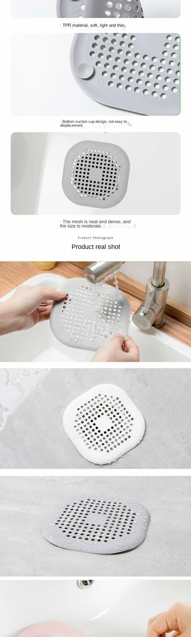 Gadgit Co™ – Silicone Drain Hair Catcher Mat (Shower, Bath & Kitchen)