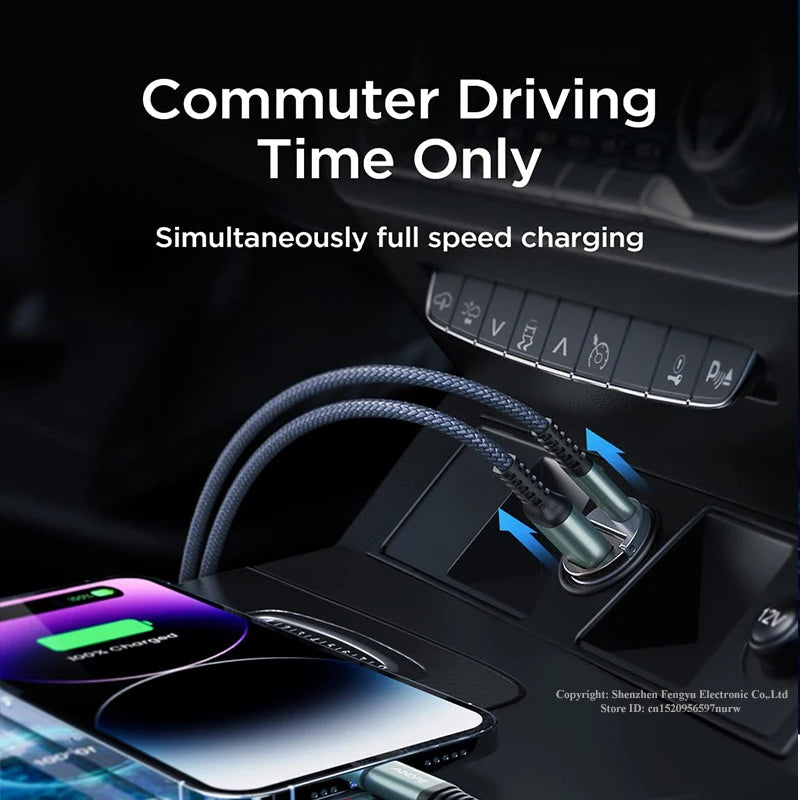 Dual Port USB-C Fast Car Charger | 100W GaN