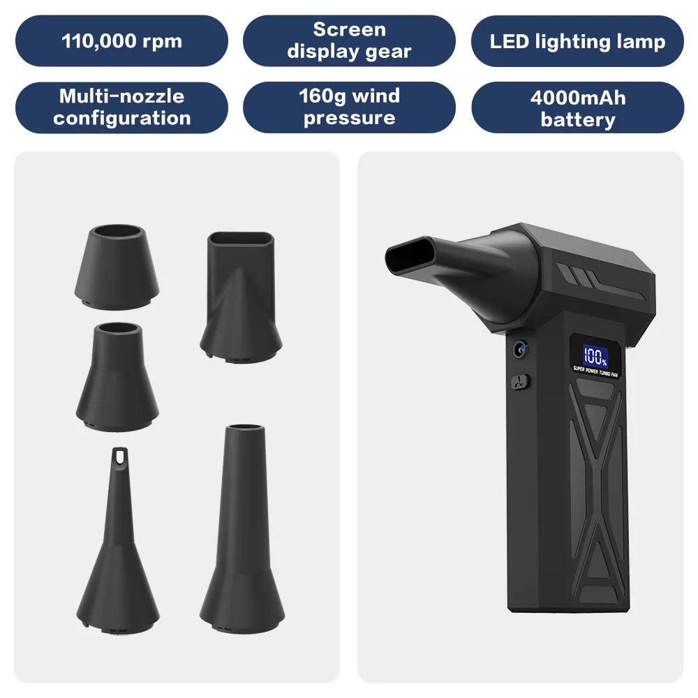 Gadgit Co™ – 110,000RPM Cordless Air Duster with LED Light (4-Speed | Battery Included)