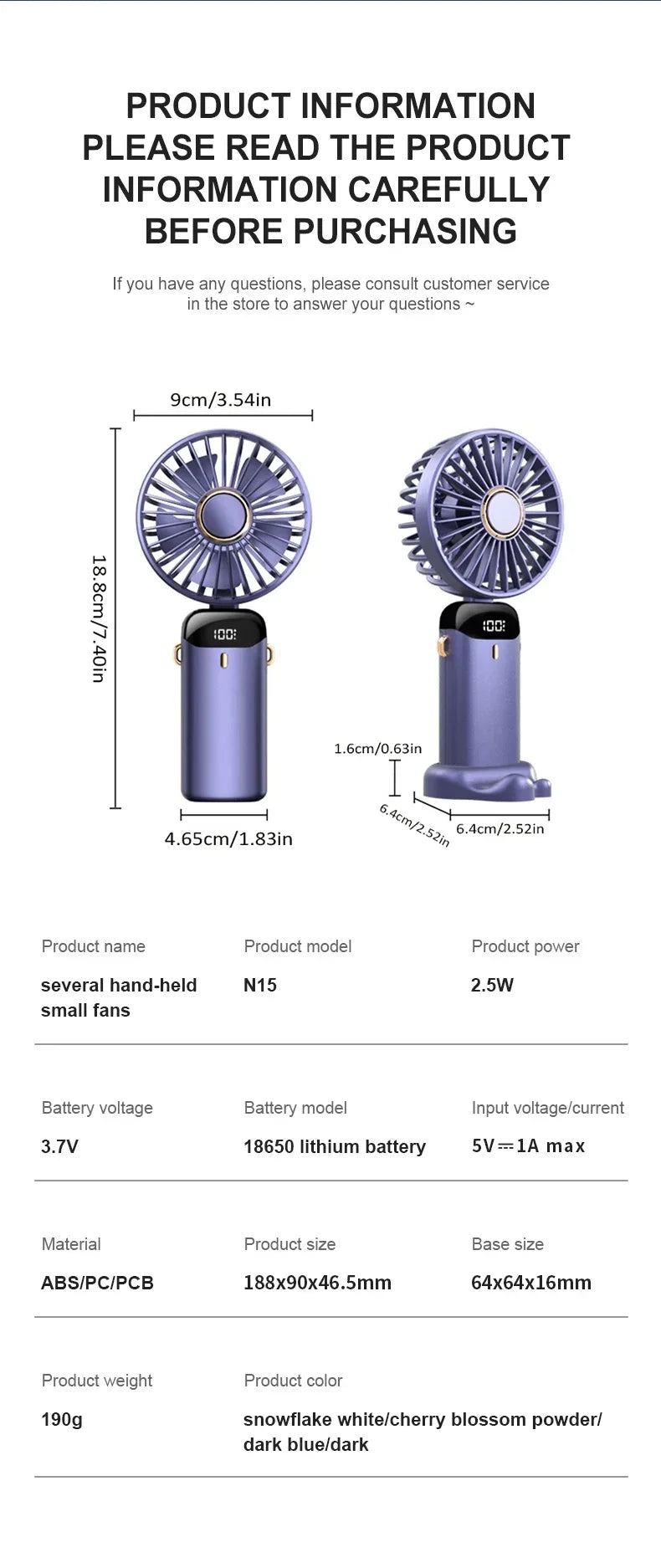 Gadgit Co™ 3-in-1 Portable Fan | Neck, Handheld & Desktop, 5 Speeds, USB Rechargeable