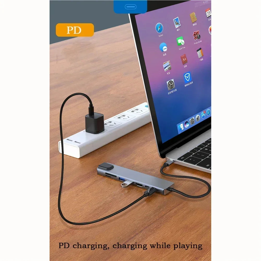 Gadgit Co™ – 8-in-1 USB-C Multiport Hub | 4K HDMI, RJ45, PD, SD/TF