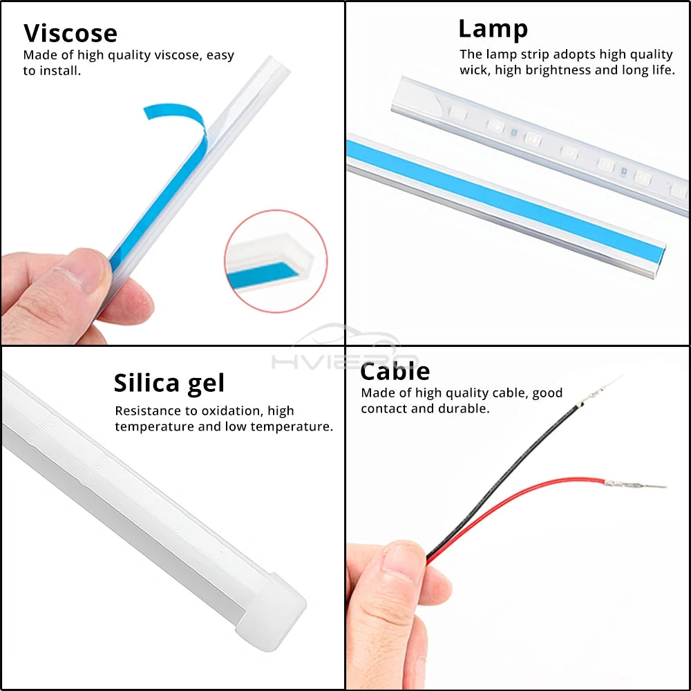 Gadgit Co Car Door LED Warning Strip | 120cm, White + Red Flash, 12V, Waterproof