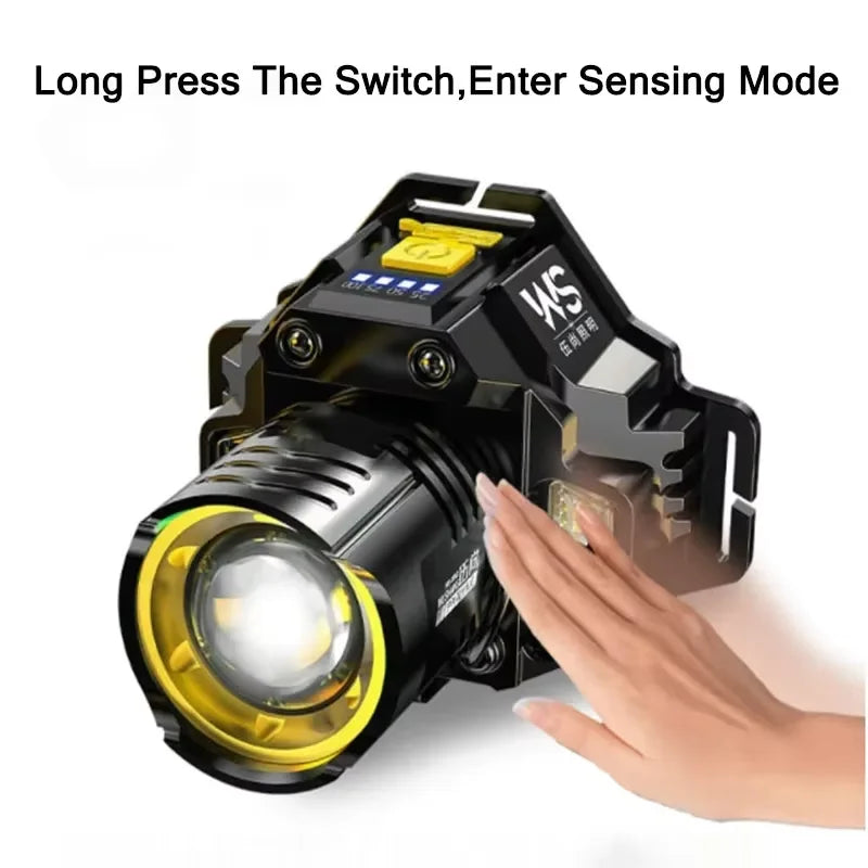 Gadgit Co Powerful COB LED Headlamp | Motion Sensor, Zoom, 5 Modes, 18650, Rechargeable