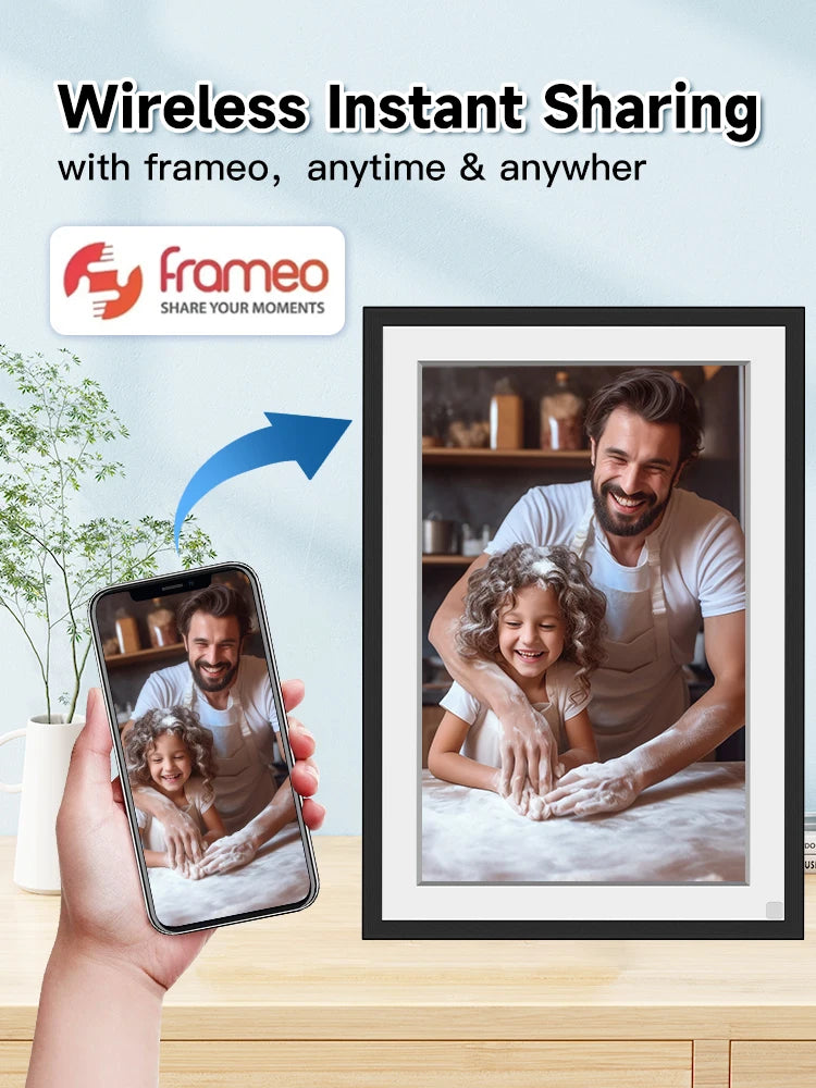 Frameo 10.1 Inch WiFi Digital Picture Frame，1280 * 800IPS HD Cloud Smart Digital Photo Frame,32GB Storage,