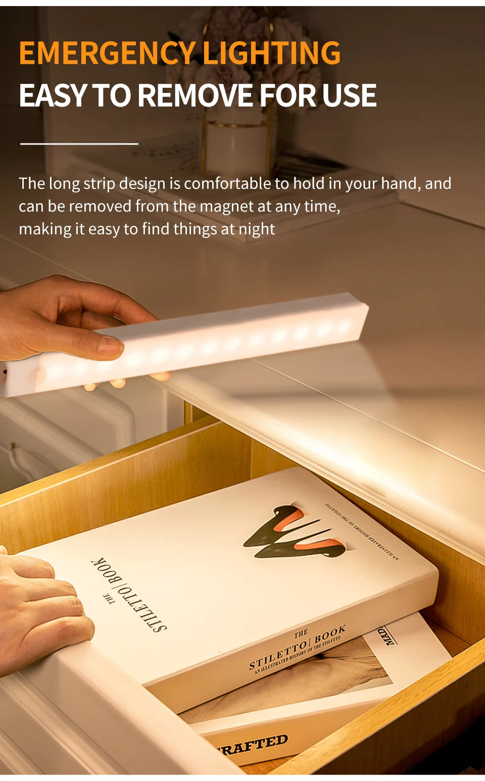 Gadgit Co PIR Motion Sensor Cabinet Light Bar | USB Rechargeable, 4 Sizes