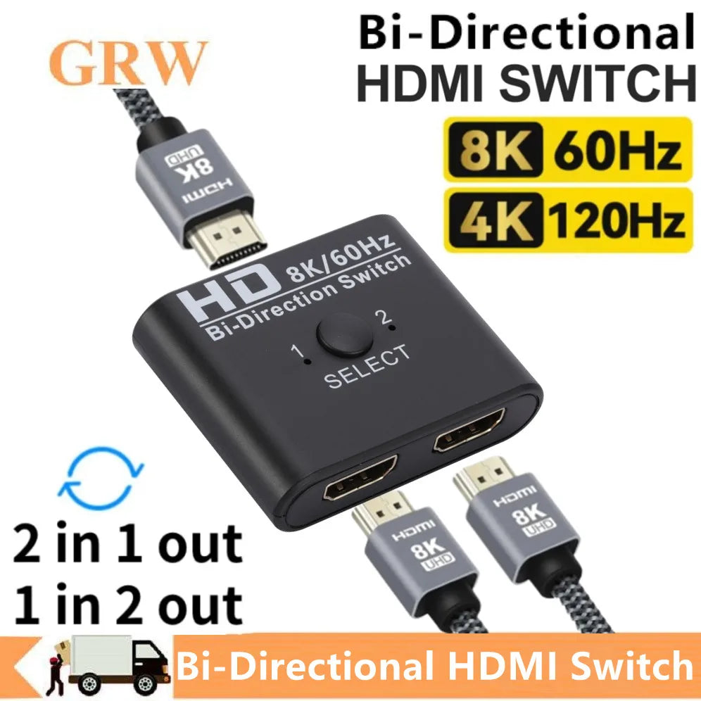 SwitchHub 8K™ – Bi-Directional HDMI 2-in-1 Splitter