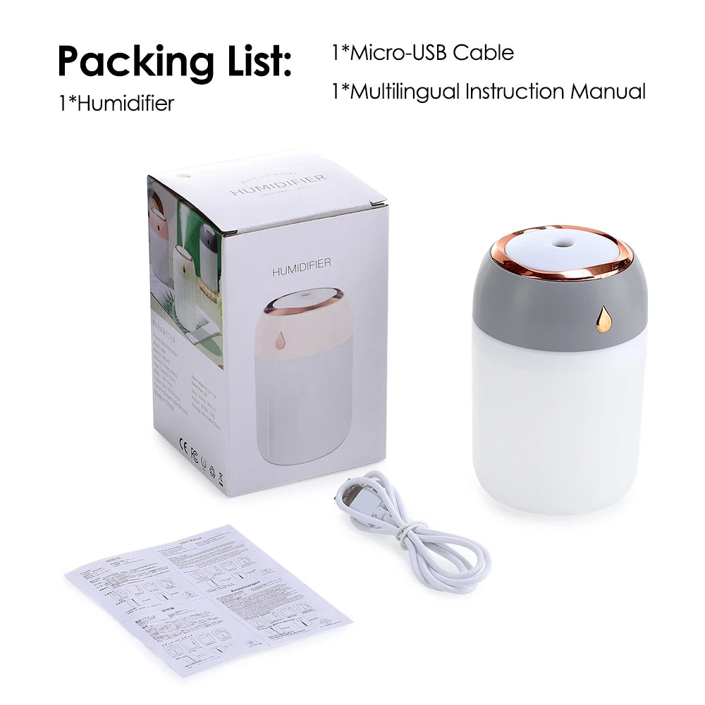 Gadgit Co 600ml Portable USB Cool Mist Humidifier & Aroma Diffuser | Dual Spray, Mood Light