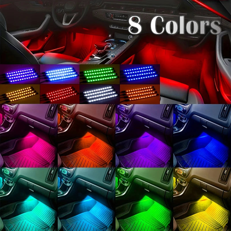 Gadgit Co RGB Car Interior LED Light Strip | Bluetooth APP, Music Sync, IP65, 48 LEDs