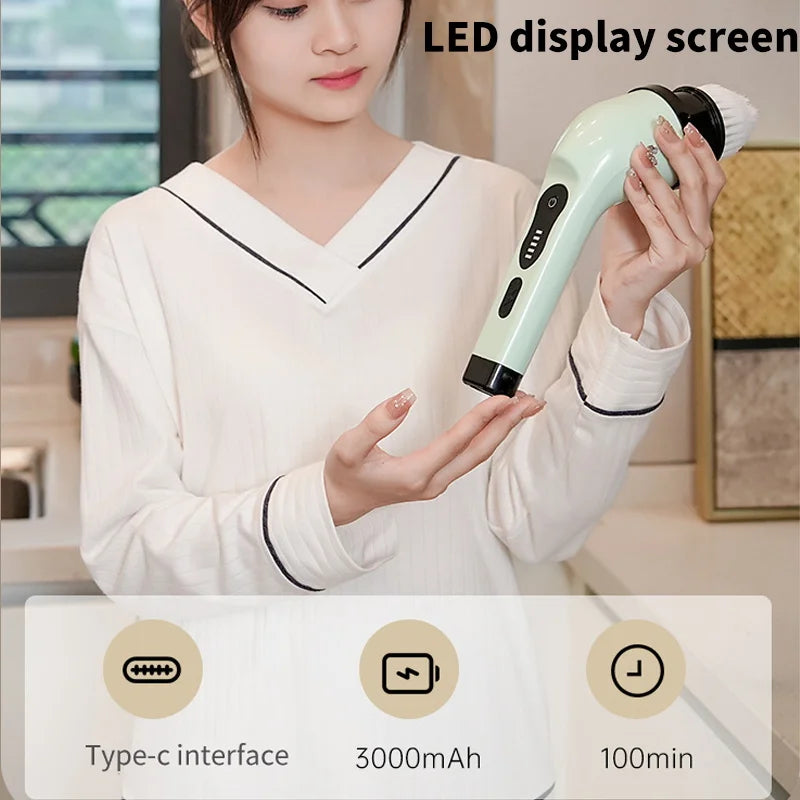 Gadgit Co™ – Electric Spin Scrubber with Extendable Handle & LED Display