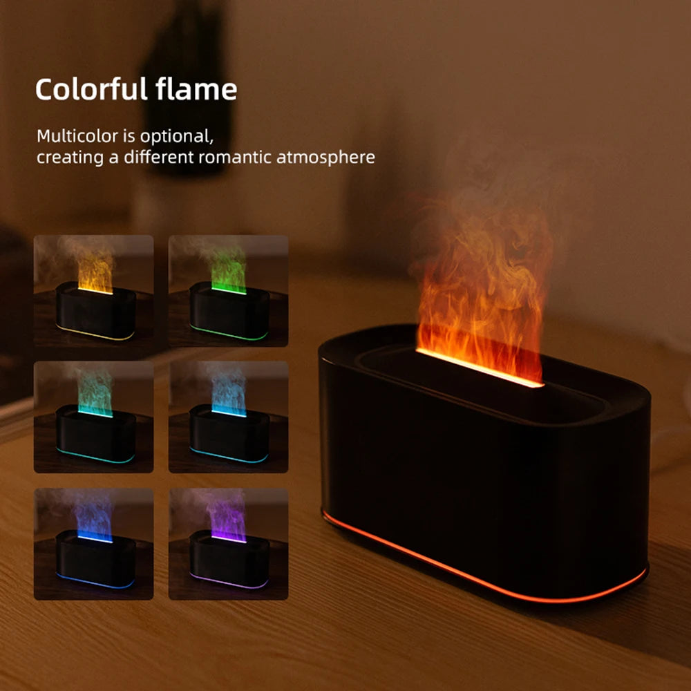 Gadgit Co Flame Effect Essential Oil Diffuser & Humidifier | 7-Colour Flame Light, Auto Off