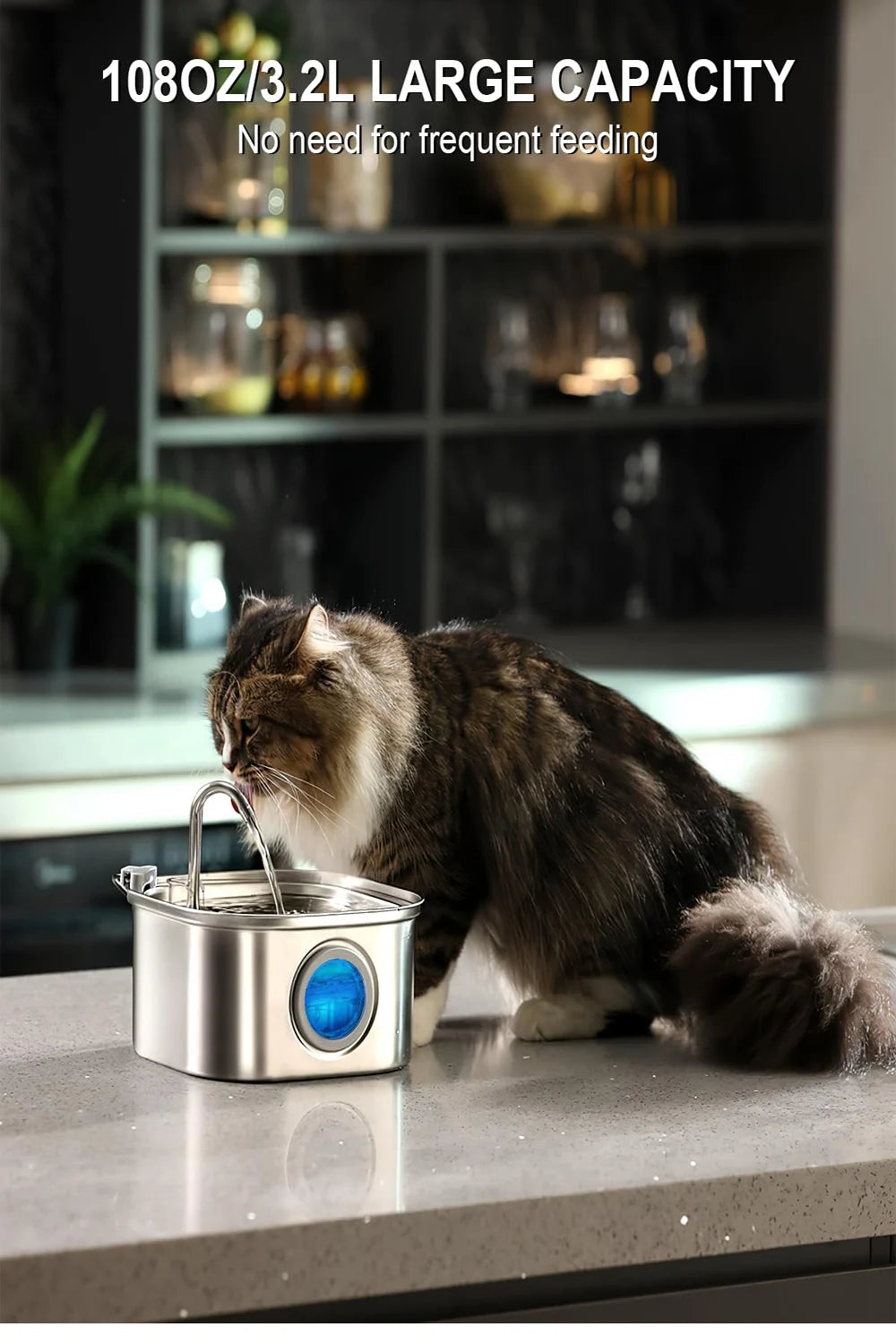 PetFlow Steel™ – 3.2L Stainless Steel Smart Pet Fountain
